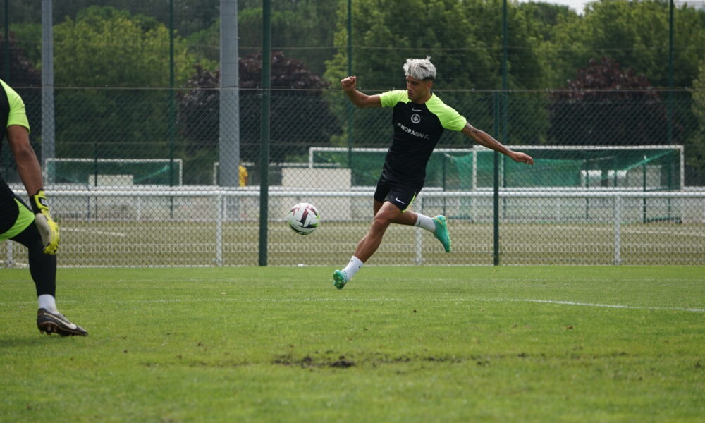 Un moment de l'entrenament d'aquest matí a Tolosa