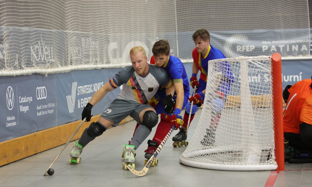 Un moment del partit d'avui entre Alemanya i Andorra