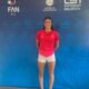 Alexandra Mejía durant la seva presentació de la preparació per als Europeu juniors d'aigües obertes.