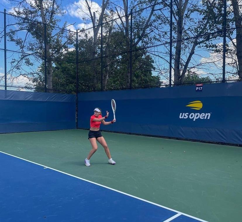 Vicky Jiménez en un entrenament a l'US Open