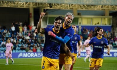 Julen Lobete, en la celebració del gol davant l'Oviedo /FCA