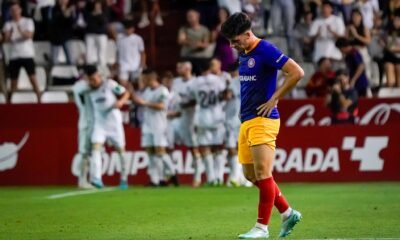 Un instant de la celebració d'un dels gols de l'Albacete / FCA