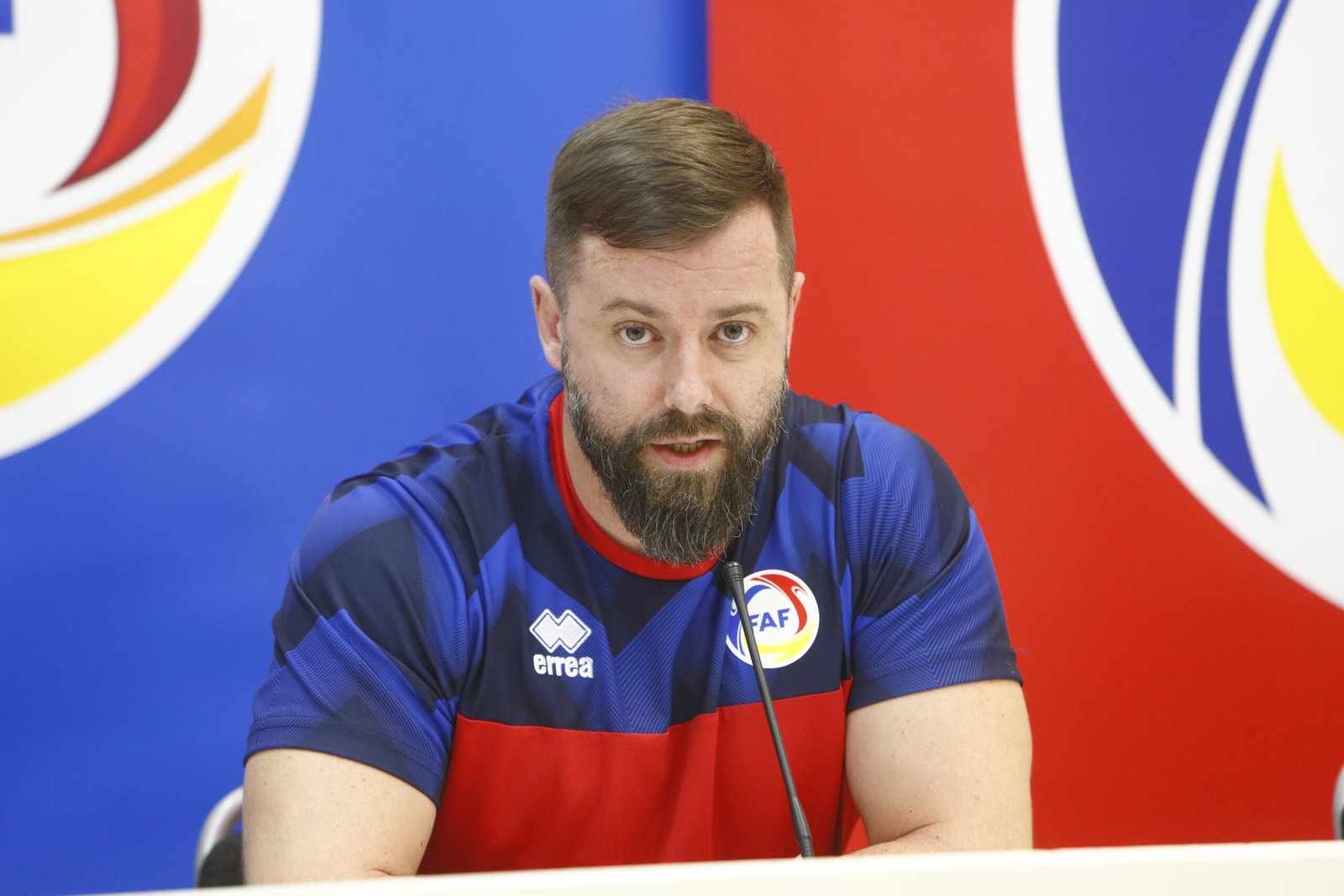 José Martín, seleccionador andorrà en la roda de premsa prèvia al partit de demà davant Letònia / FAF