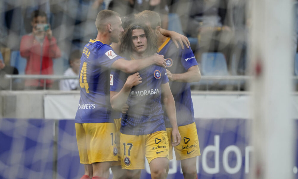 Álex Calvo celebrant el seu gol davant l'Alcorcón / FCA