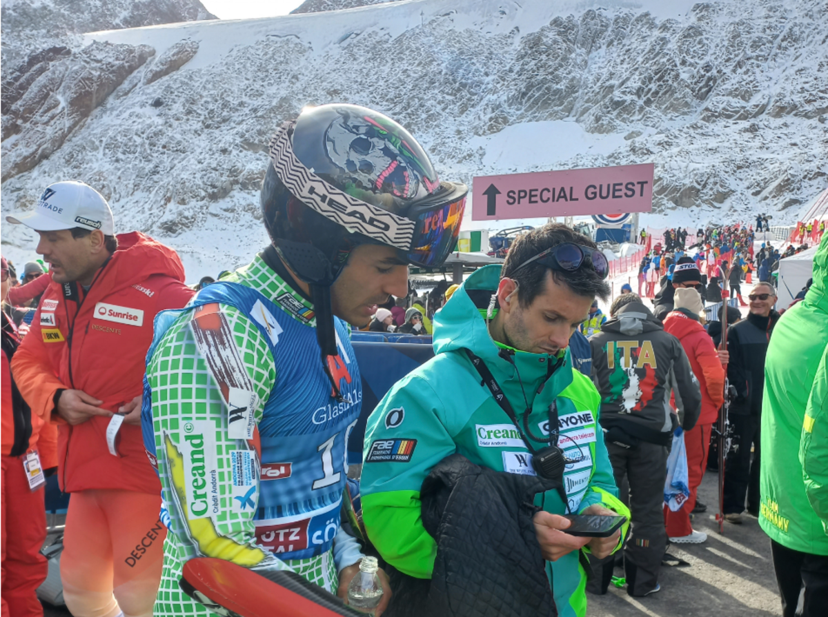 Verdú al finalitzar la primera mànega a Sölden / FAE