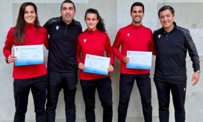 Ainhoa Fernández, Marta San Juan i Andreu Vilanova a Nyon / FAF