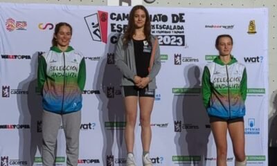 Laia Taulats al podi del Campionat d'Espanya de bloc celebrat a Caceres / FAM