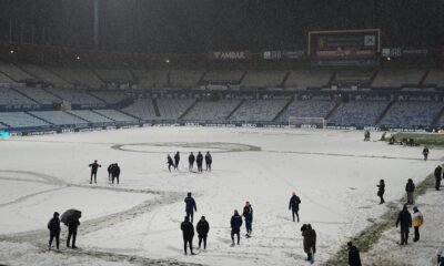 L'estadi de la Romareda divendres durant la nevada / FCA