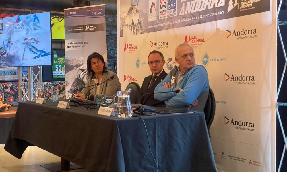 Eva Sansa, Xavier Espot i Patrick Frases durant la presentació de la Comapedrosa Andorra