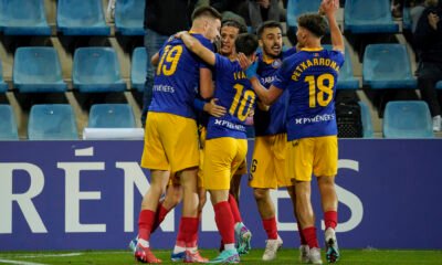 Celebració en un dels gols davant el Llevant / FCA