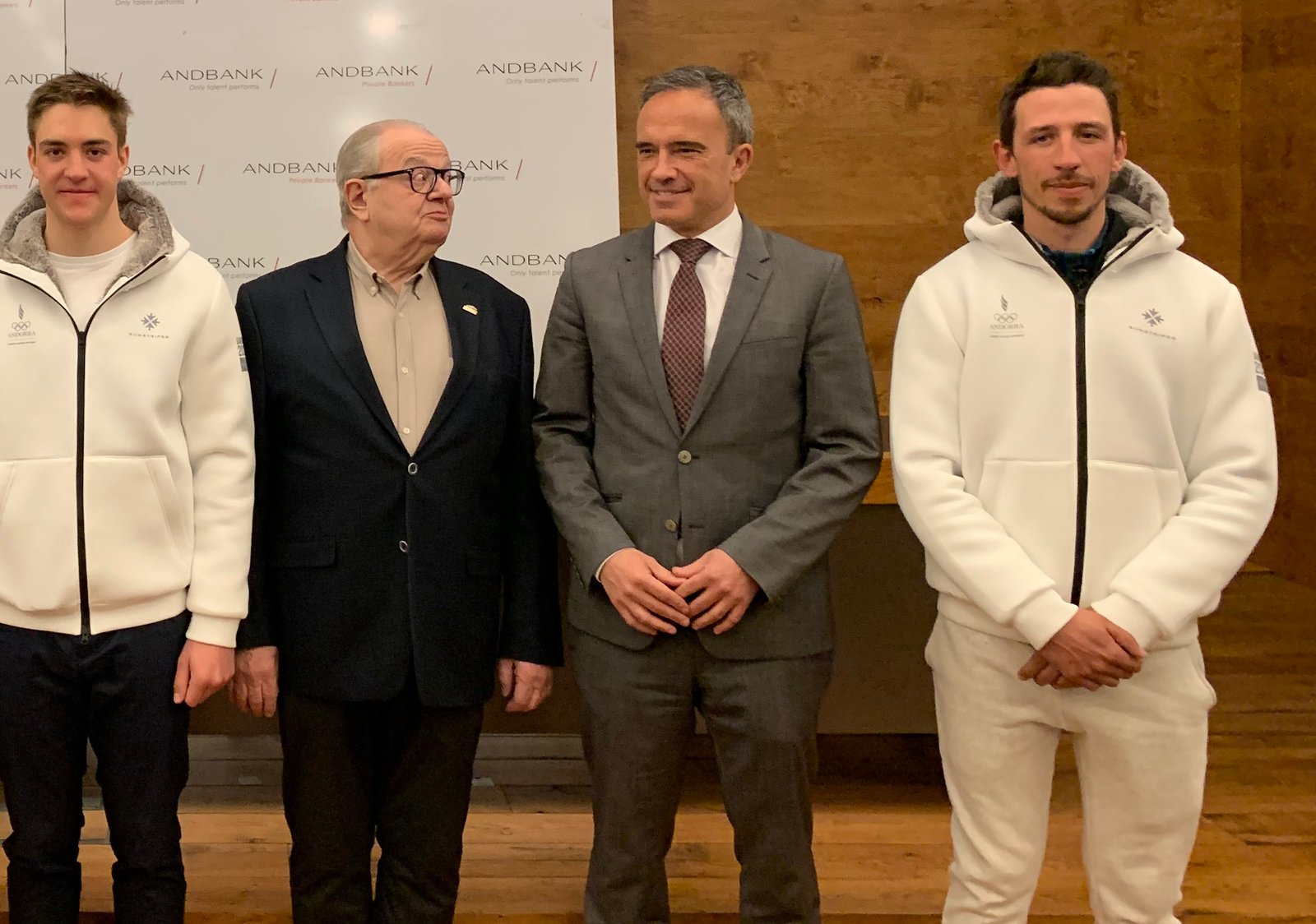 Salva Cornella, Jaume Martí, Alain Cabanes i Aitor Molera a l'acte a Andbank. D'esquerra a dreta