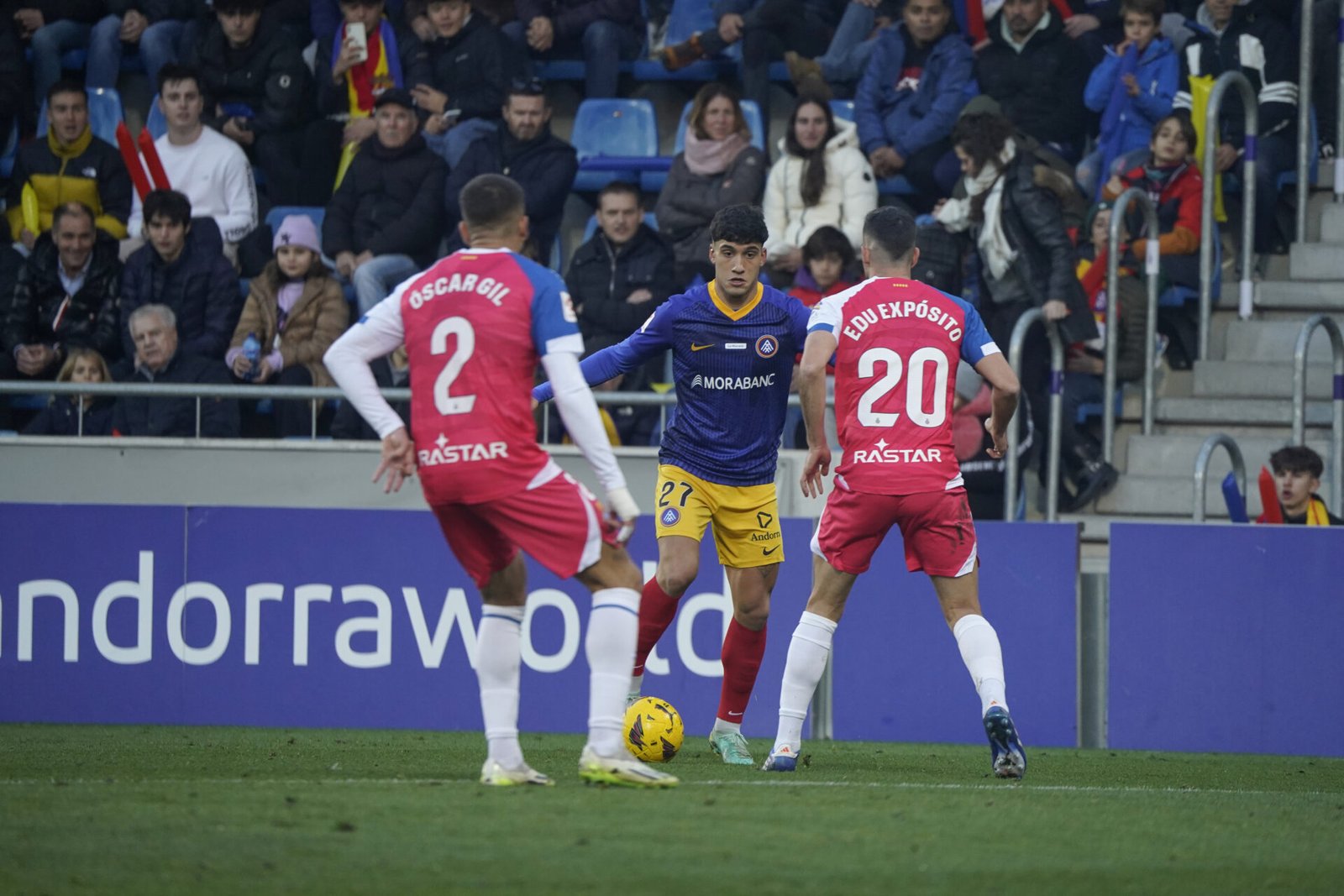 Iker Benito en una acció del partit davant l'RCD Espanyol / FC Andorra
