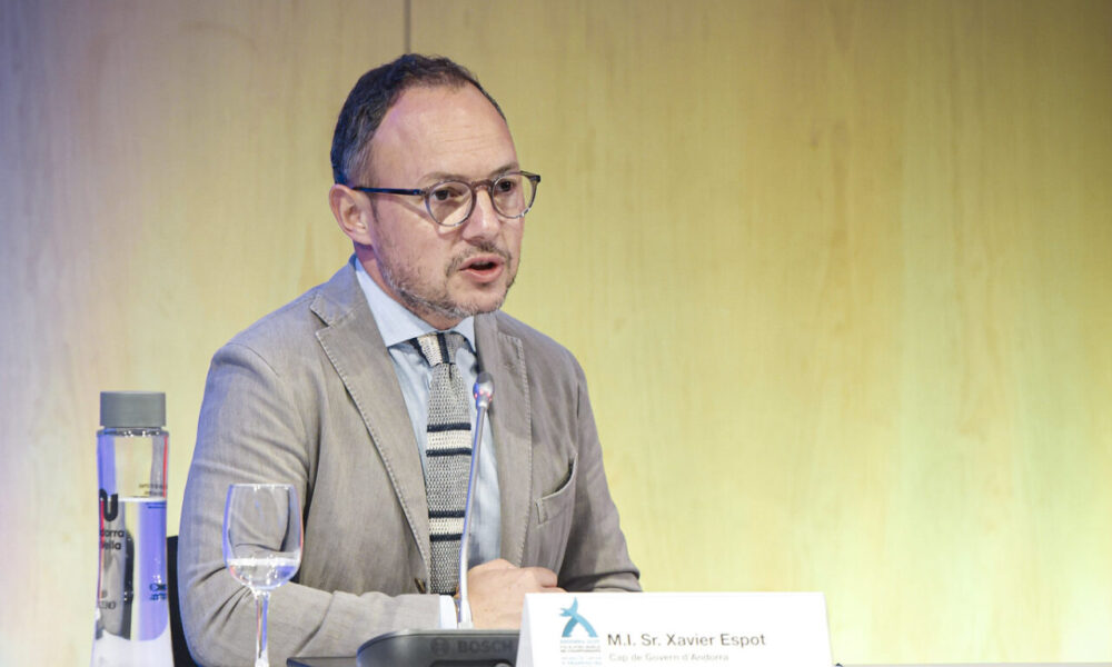 El Cap de Govern, Xavier Espot, en la roda de premsa de balanç de la votació per al Mundial d'esquí alpí del 2029 / Govern d'Andorra