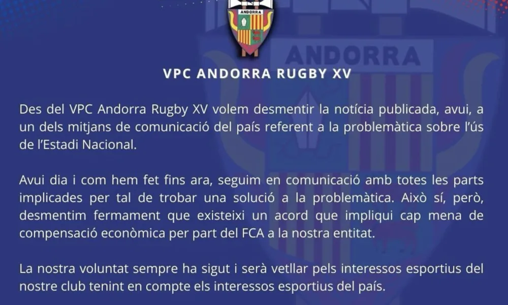 El comunicat del VPC Andorra Rugbi / VPC